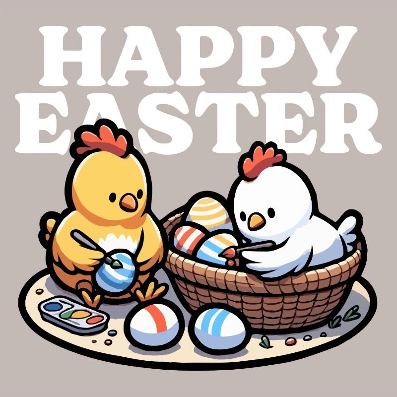 Happy Easter – Cute chicks paint Easter eggs