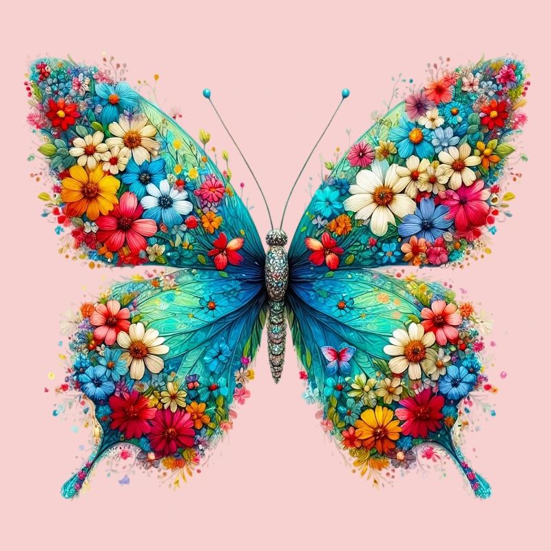 Schmetterling mit Blumen geschmückt