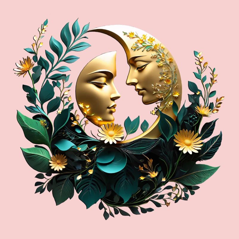 Two decorated crescent moons