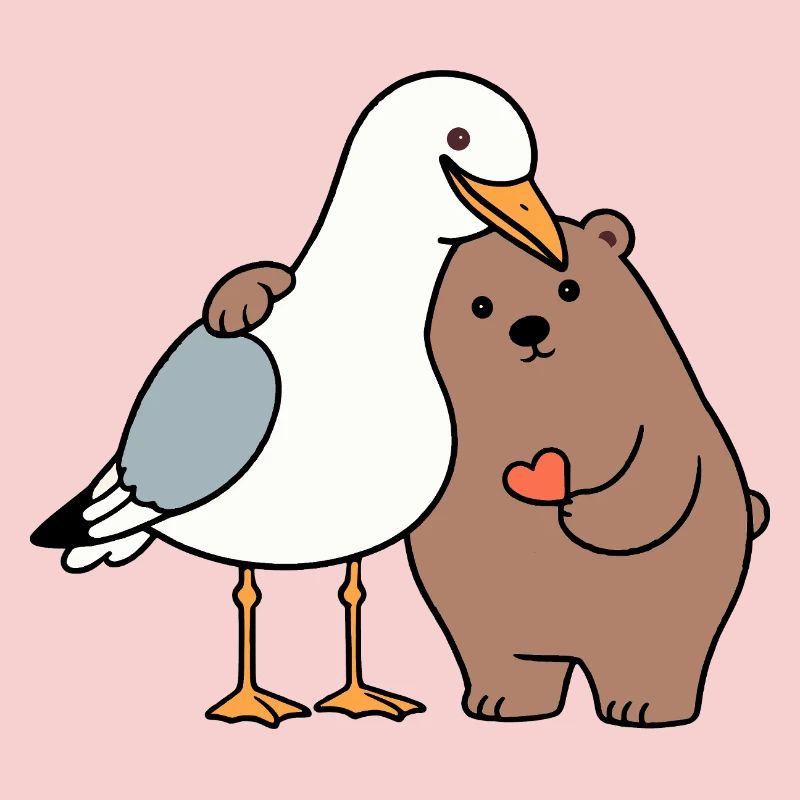 Mer du Nord Mouette Ours Brun Amitié Amour Maigre