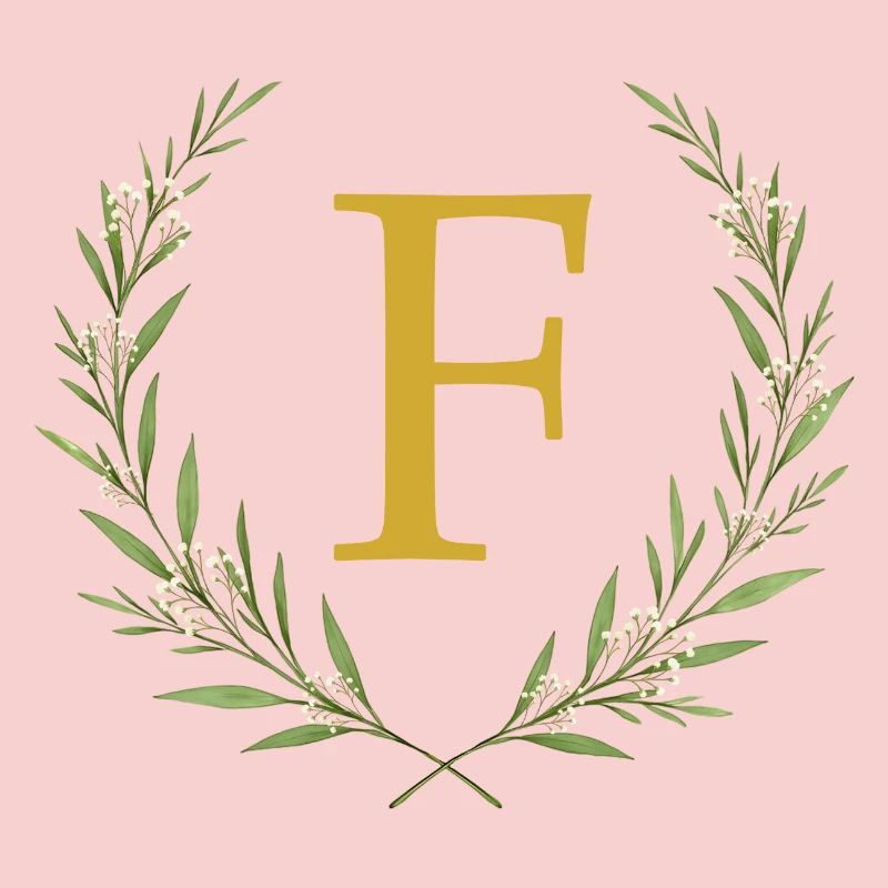 F Monogramm, Eukalyptus Kranz, personalisierbar