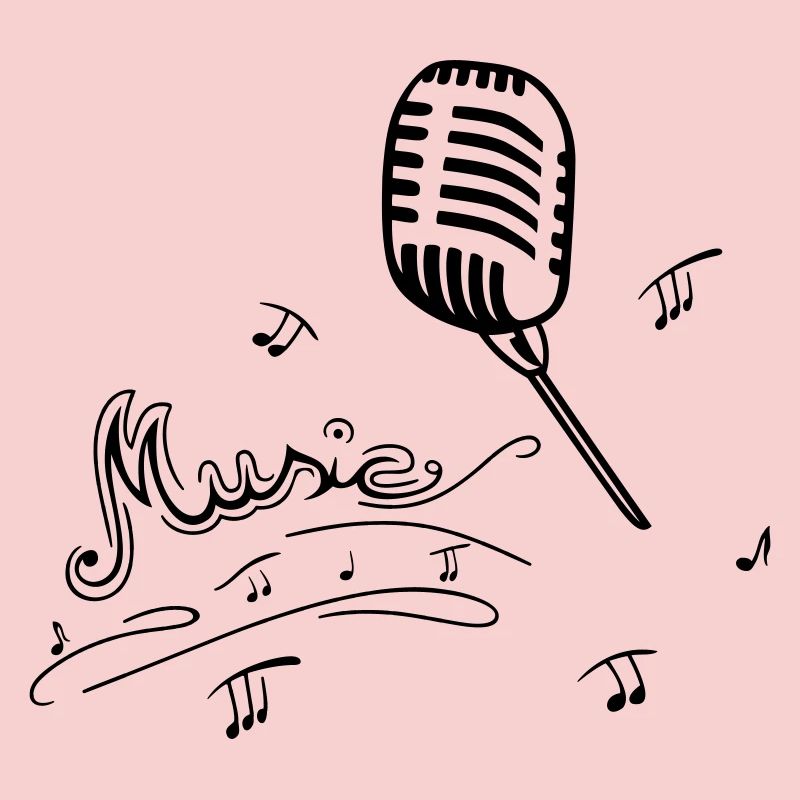 Microphone rétro avec notes de musique