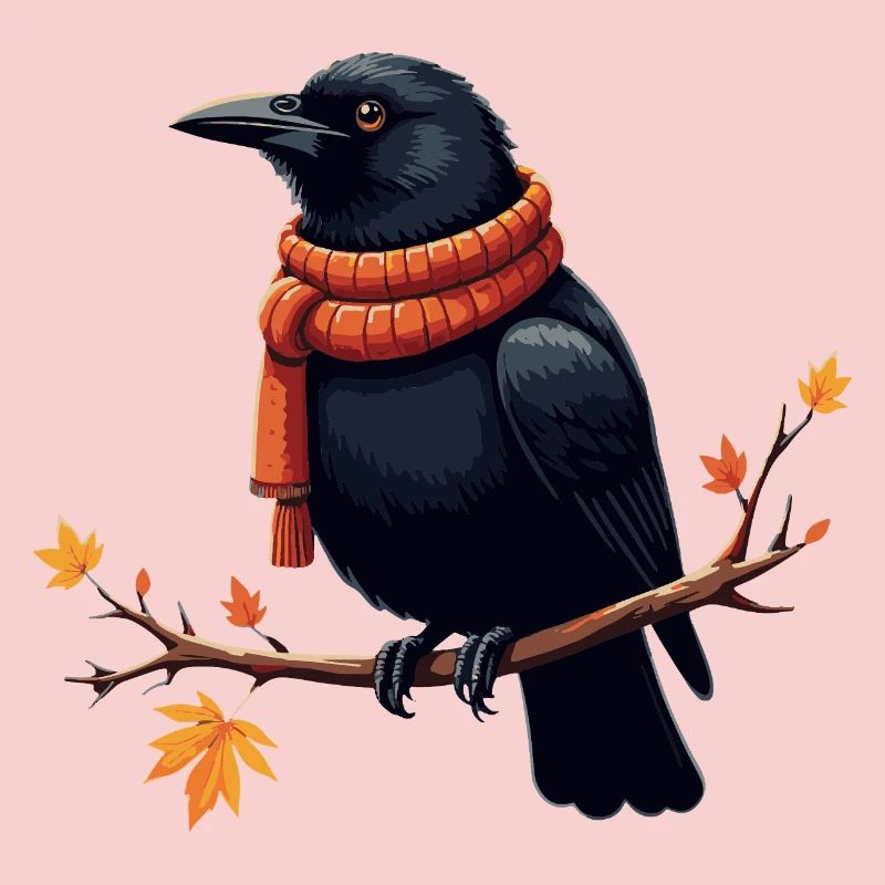 Corbeau d’Automne en Écharpe