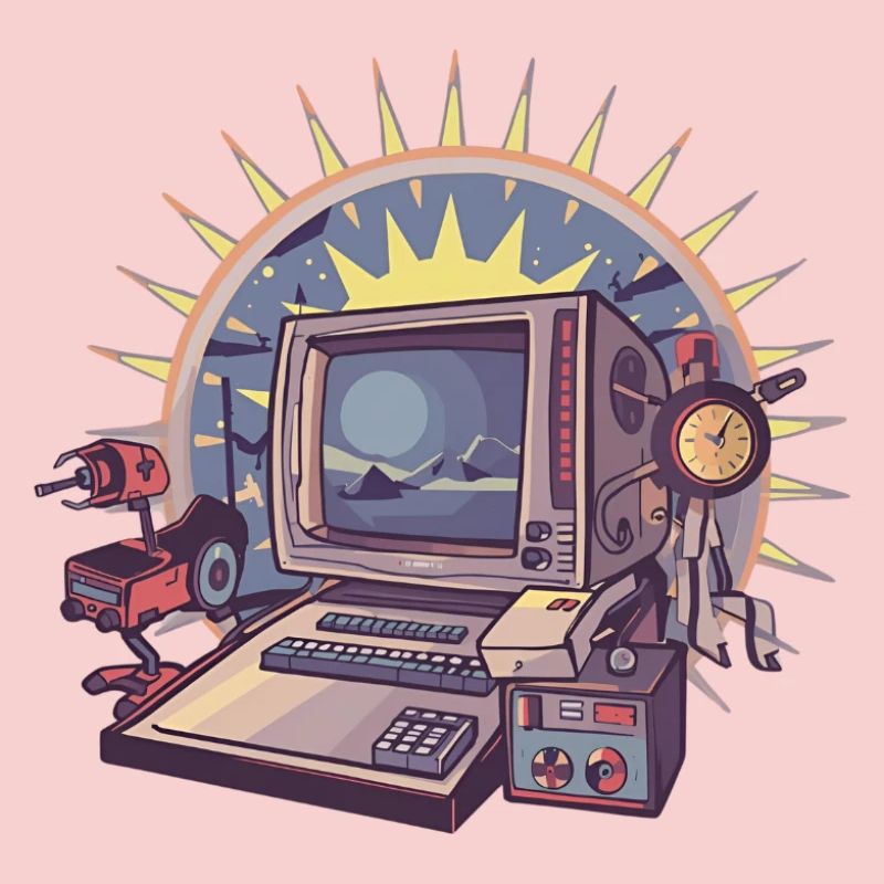 Futuristischer Computer mit Retro-Elementen