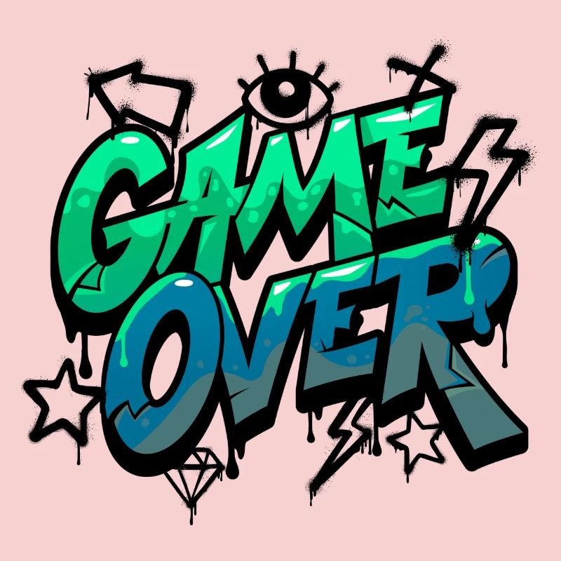 Game Over Neon Graffiti Design