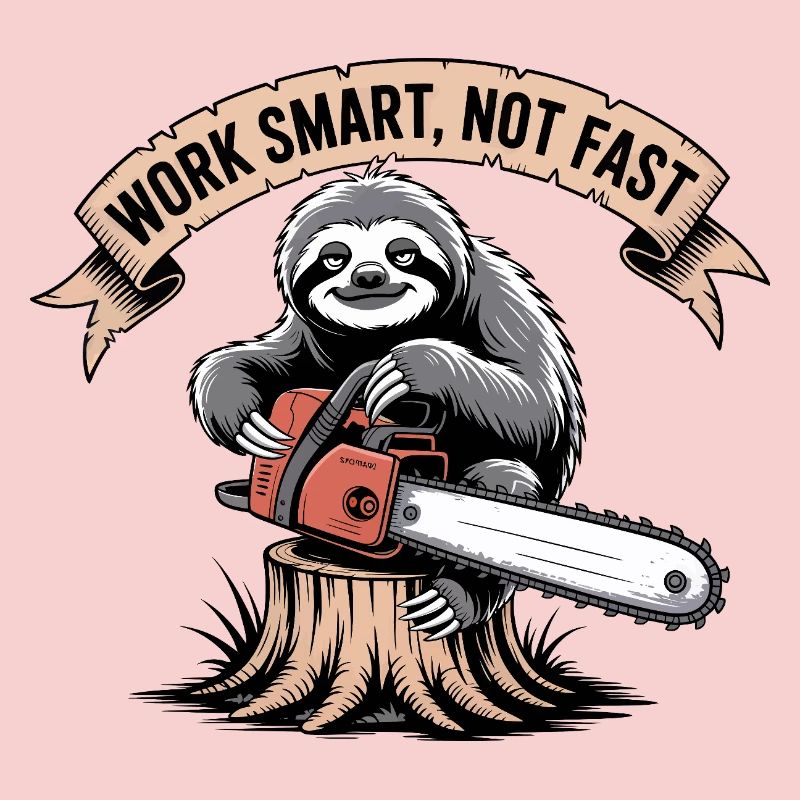 Work Smart Not Fast Sloth Chainsaw