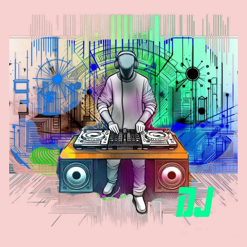 DJ dynamique avec des designs techno colorés