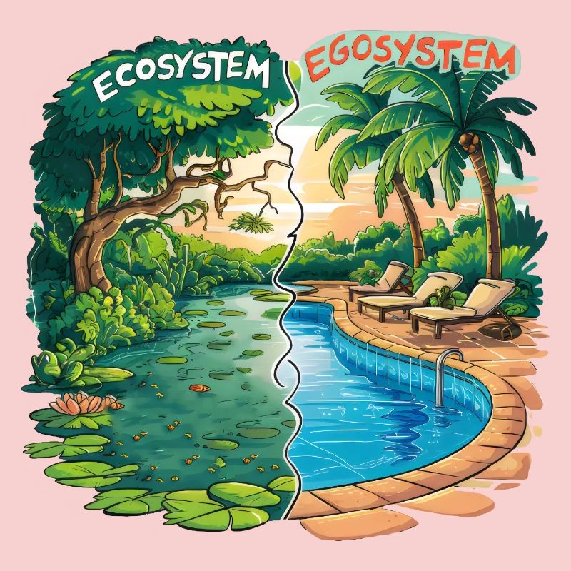 Ecosystem vs Egosystem Eco-Friendly Message