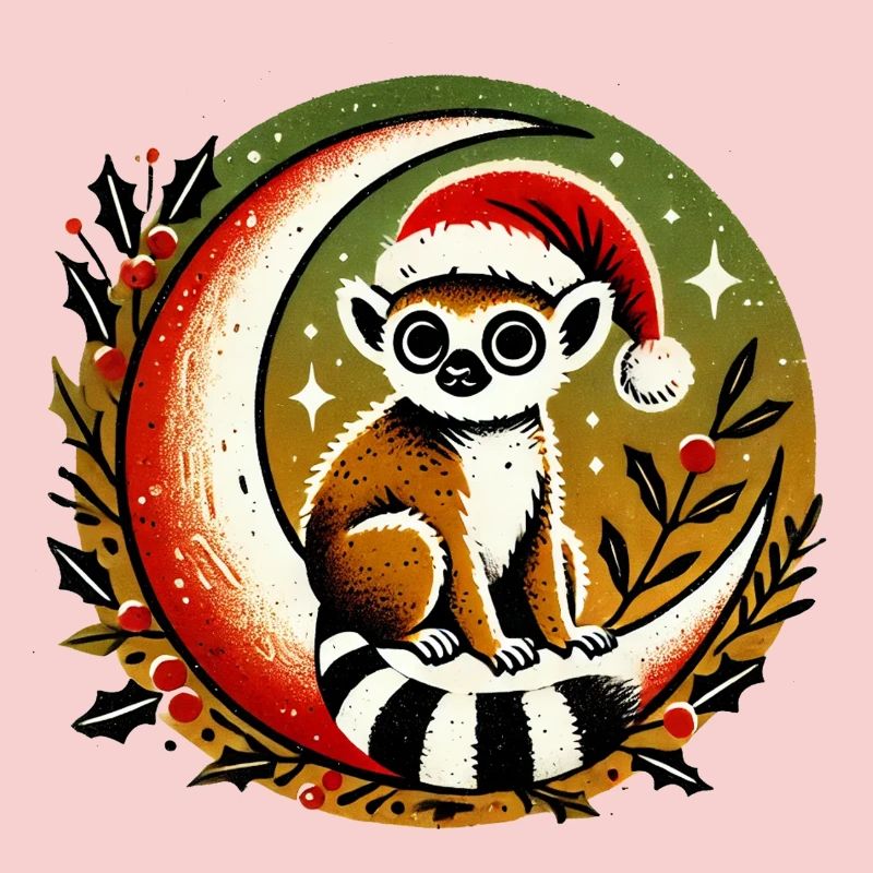 Santa Lemur on Moon