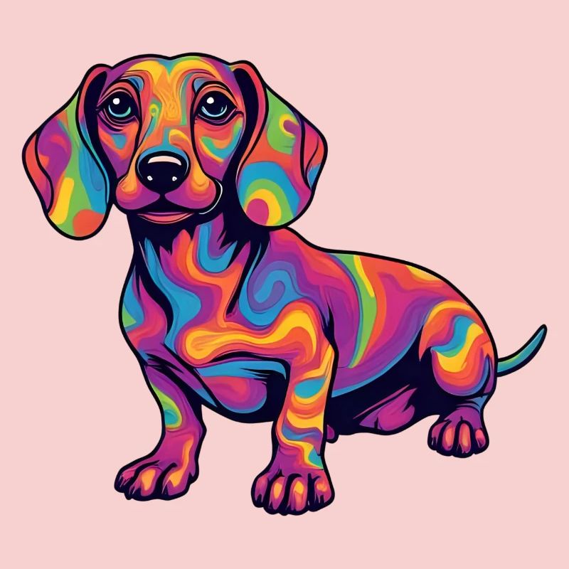 Teckel psychédélique Explosion de couleurs Pop Art