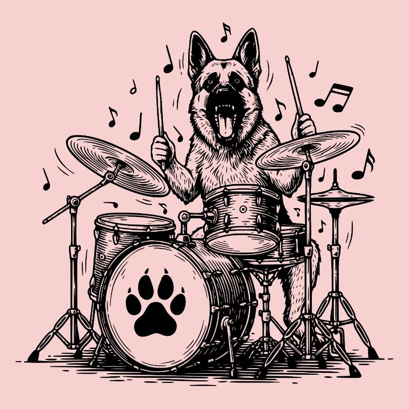 German Shepherd Drummer Art