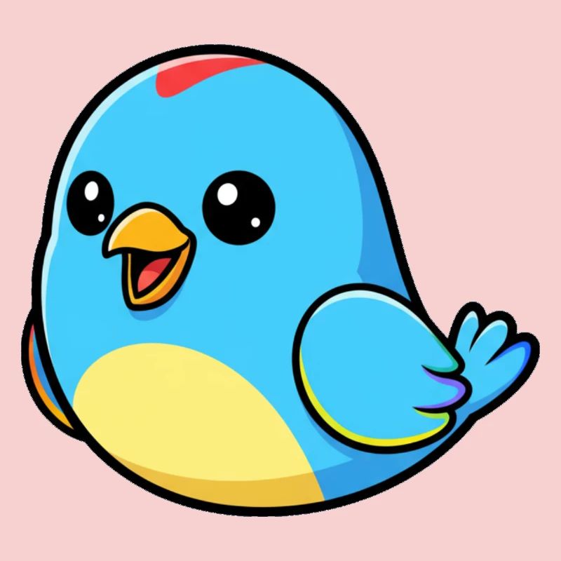 Joyeux oiseau bleu dessin animé