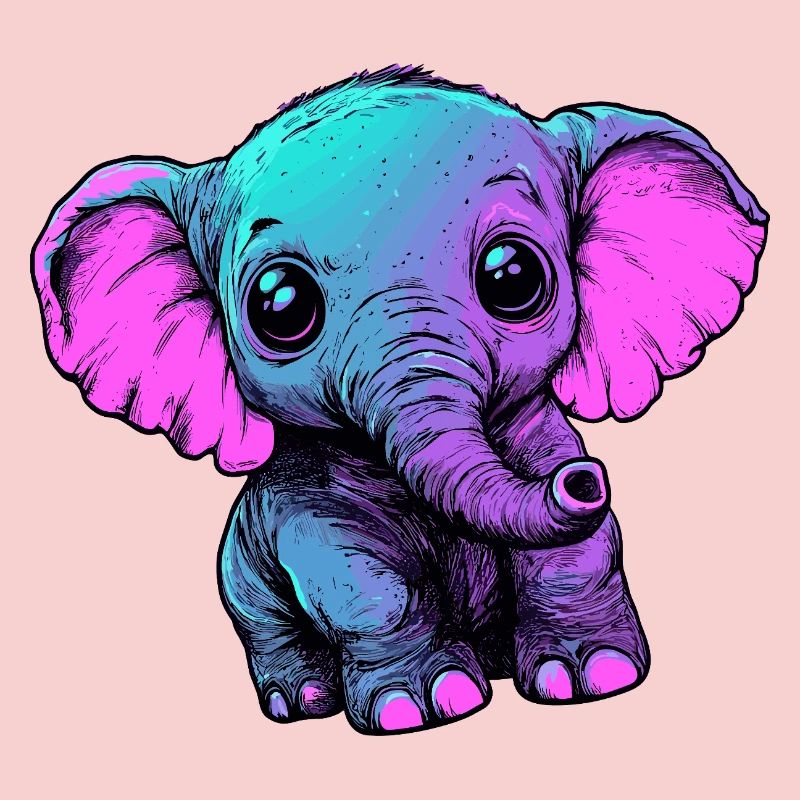 Néon éléphant Pop Art Couleurs