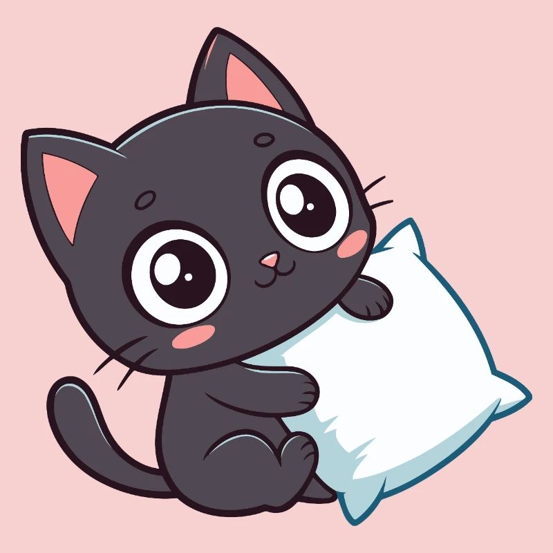Black Kitten Cuddle and Pillow