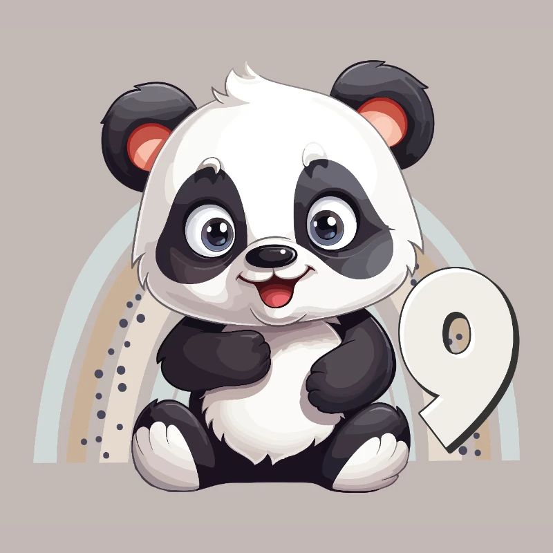9. Geburtstag Panda Bär Regenbogen Süß Niedlich