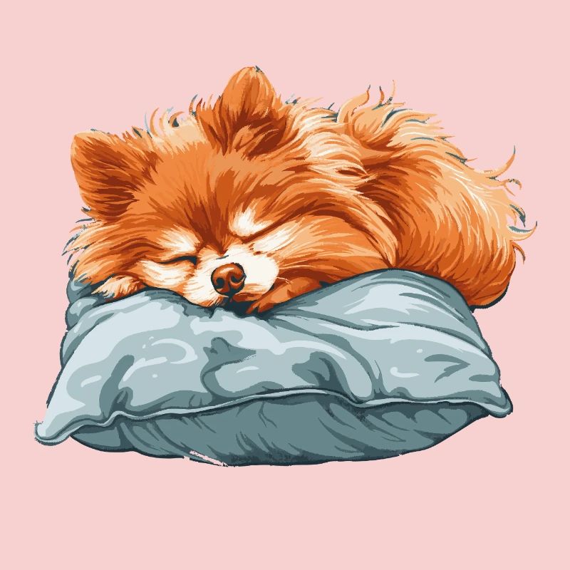 Sleeping Spitz on pillow