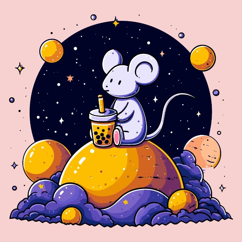 Space Mouse with Bubble Tea