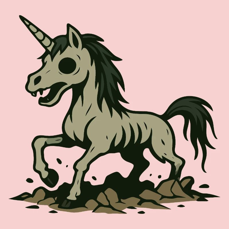 Zombie Unicorn Rising from Dark Earth