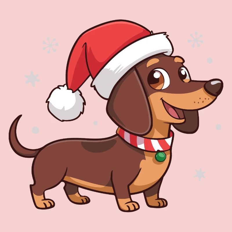 Chien Teckel Noël bonnet Santa