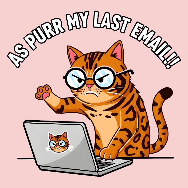 Chat de bureau en colère ronronne Mon dernier e-mail