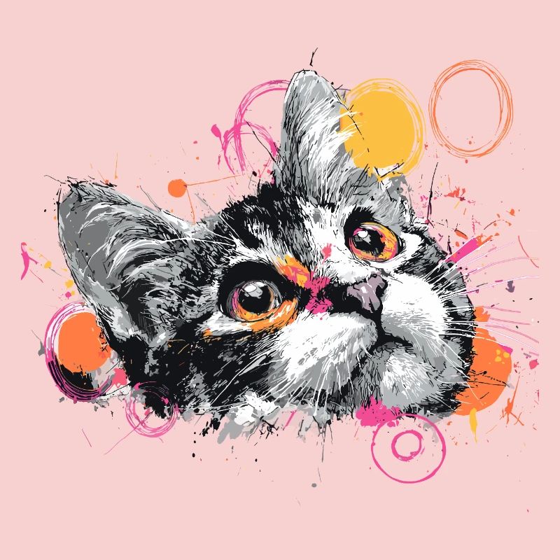 Cat Head Color Explosion