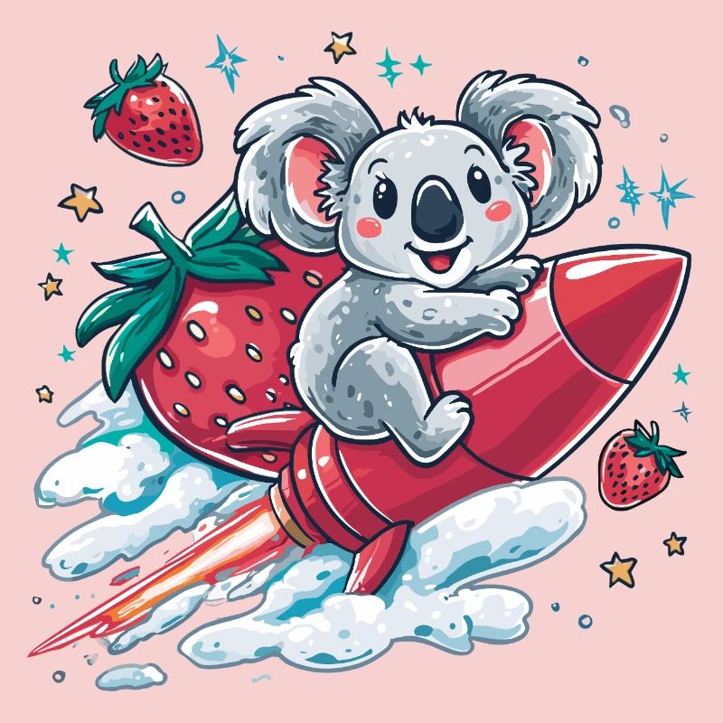 Rocket koala with strawberries