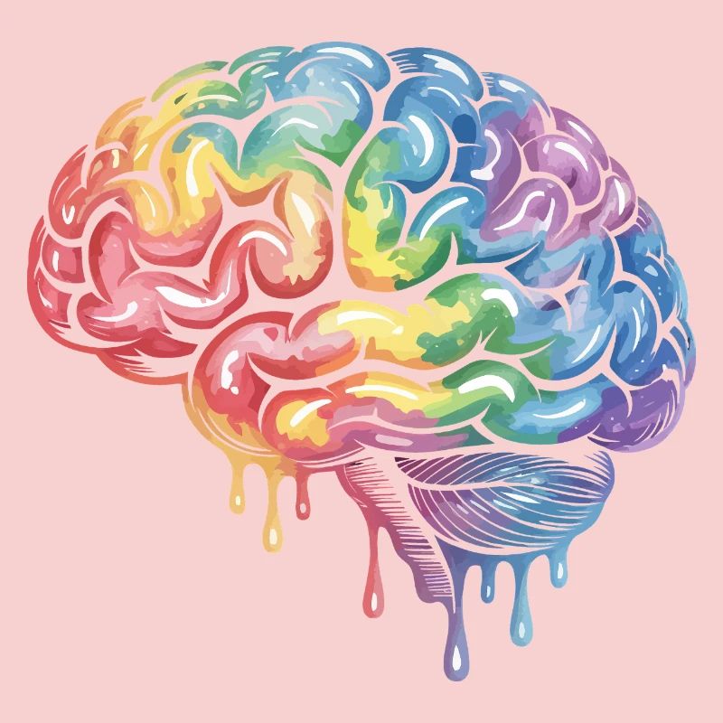 Rainbow Brain Gradient Print Design