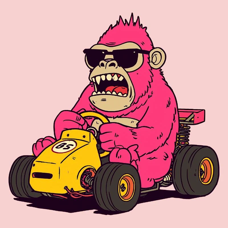 Pink Monkey Racer Kart