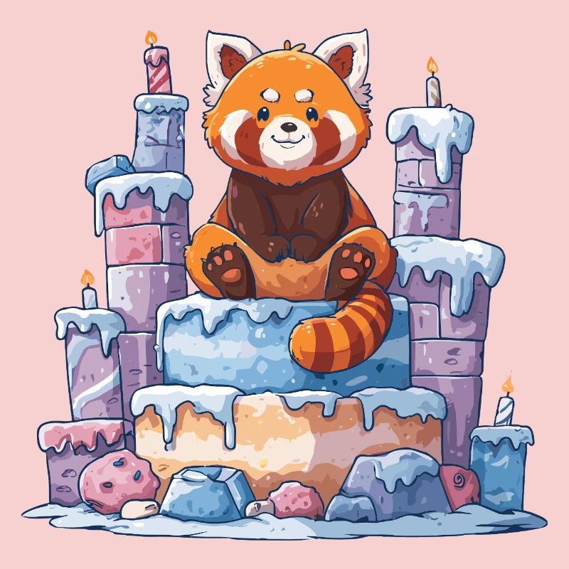 Roter Panda auf Eis-Torte