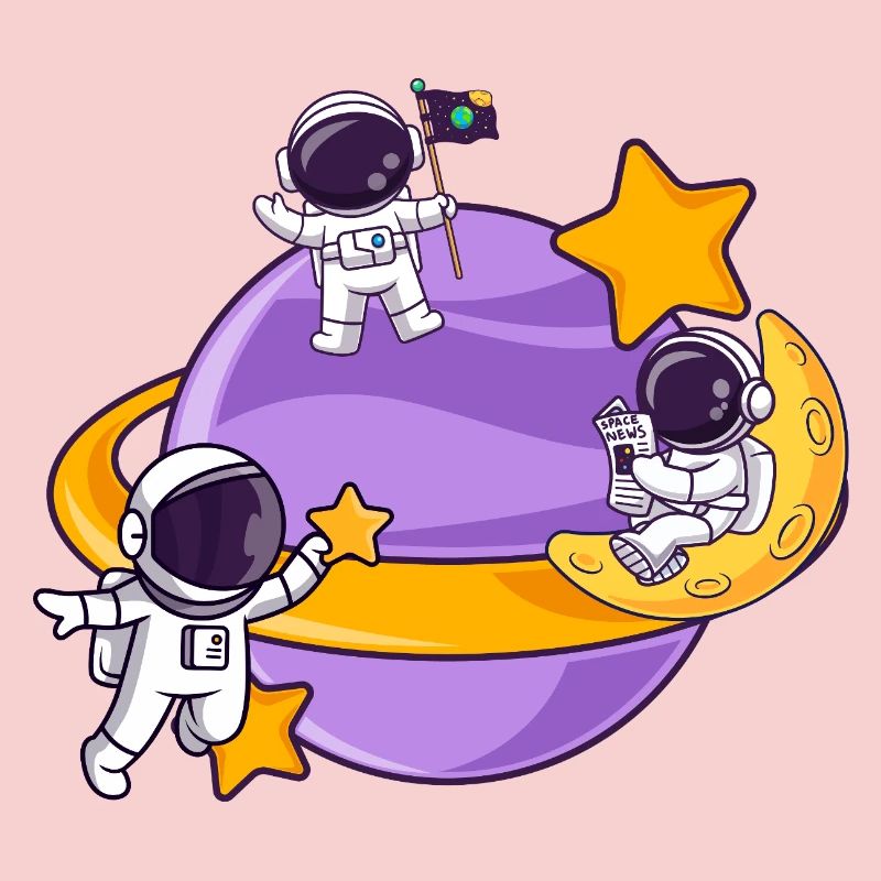 Équipe d’astronautes dans la sphère lunaire spatiale