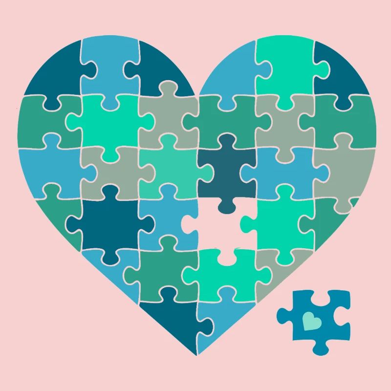 Puzzleherz Blaugrün