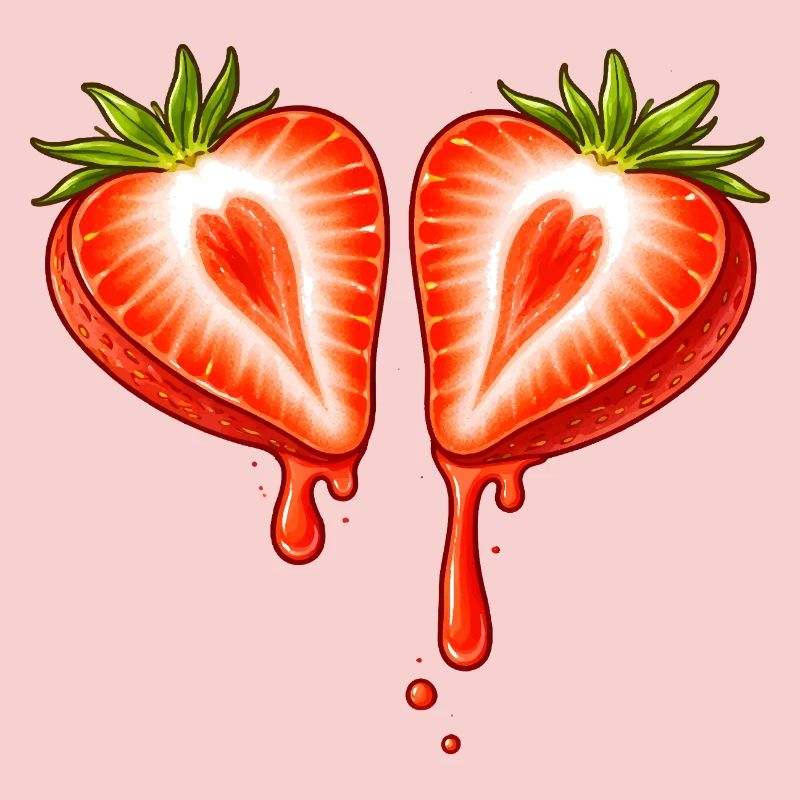 Geteilte Erdbeere mit Herzform 