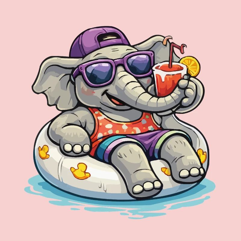 Éléphant de plage avec boisson