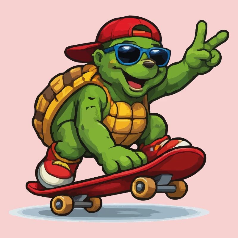 Turtle on skateboard with style