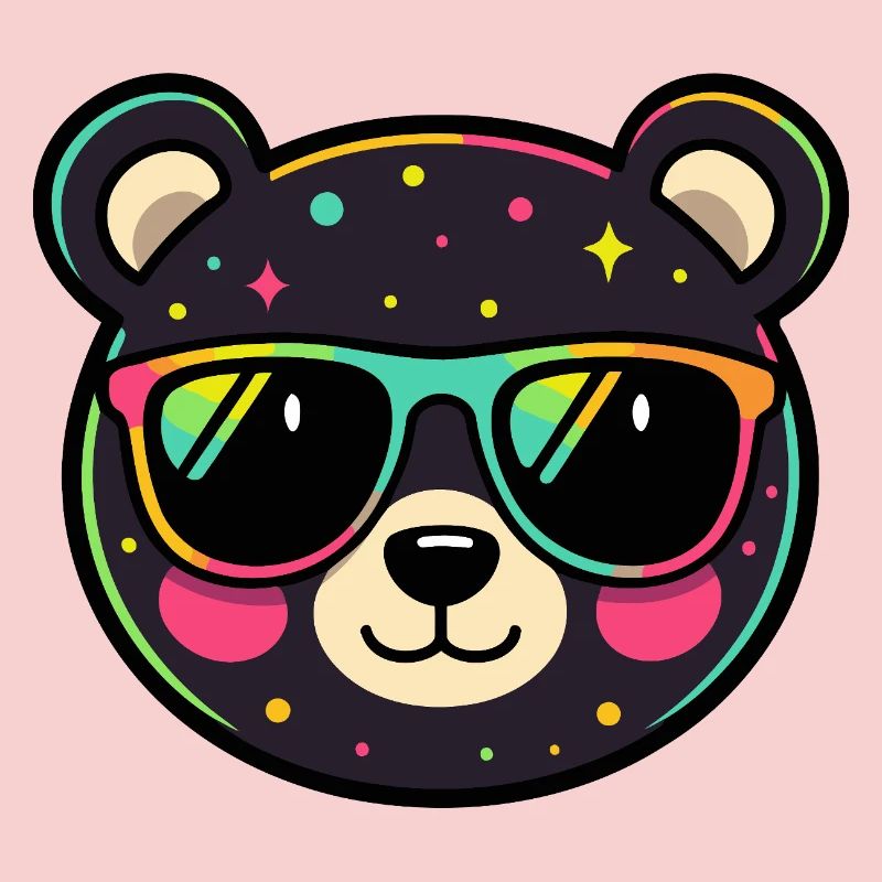 Polychrome Neon Panda with Glasses
