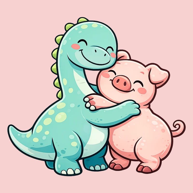 Cute Brontosaurus & Pig