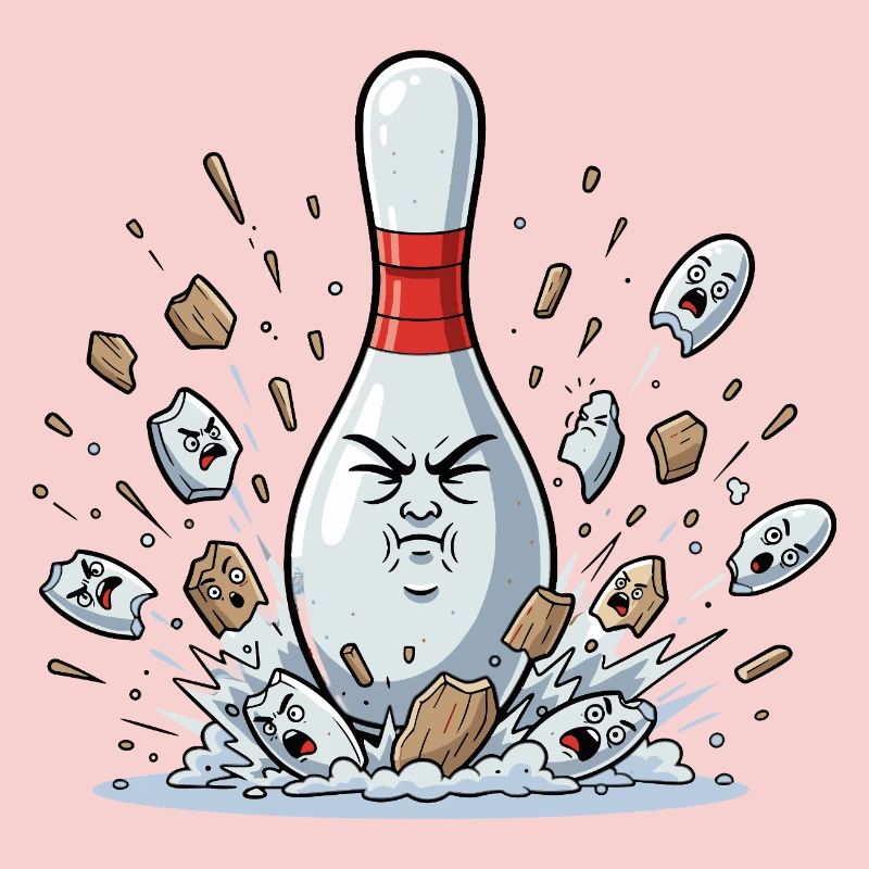 Exploding Bowling Pin Cartoon