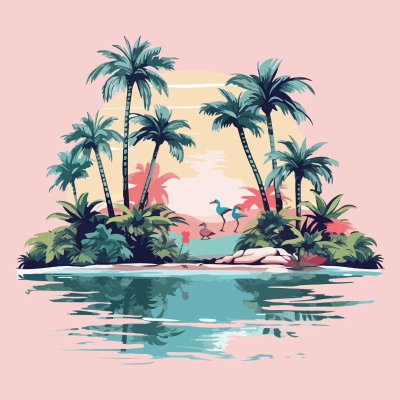 Île tropicale au coucher du soleil