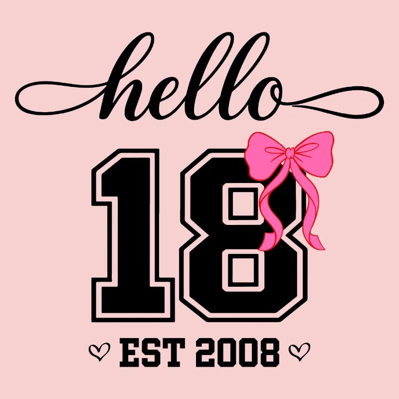 Hello 18 Est 2008 Damen Geburtstag Design
