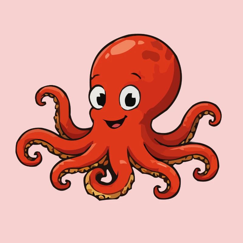 Cuddly Red Octopus Cartoon
