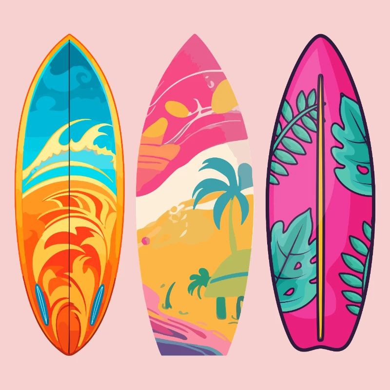 Surf Tropique Triptyque Coloré