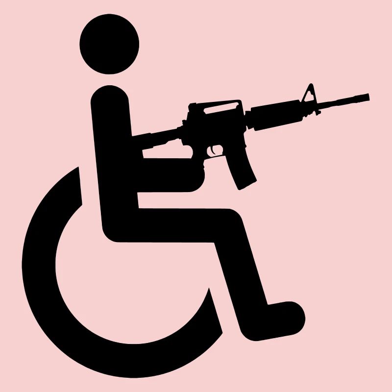 Rollstuhlfahrer mit Waffe #