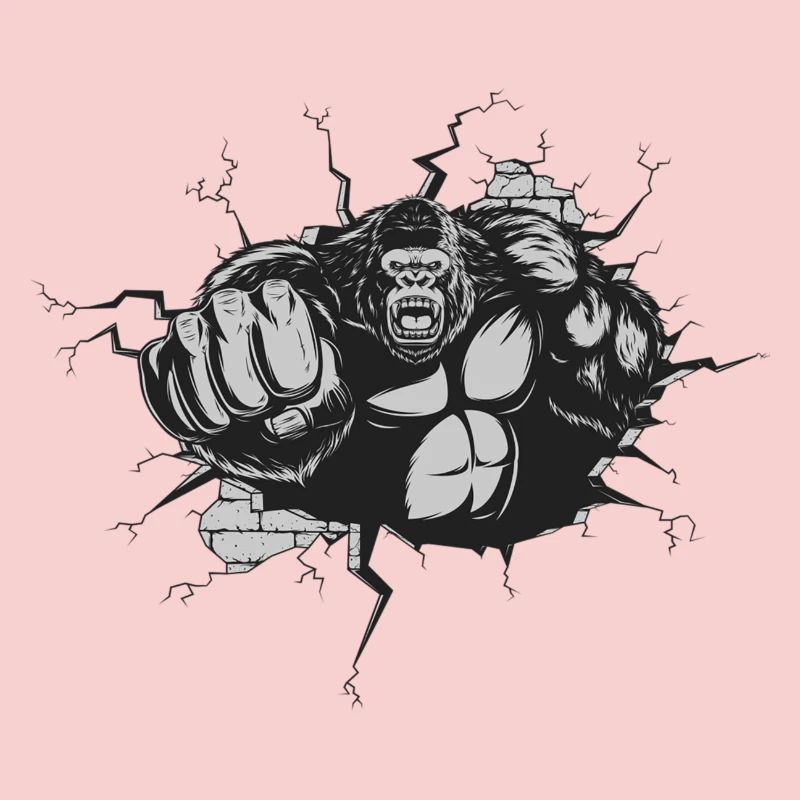 Gorille Percée Mur Noir Blanc
