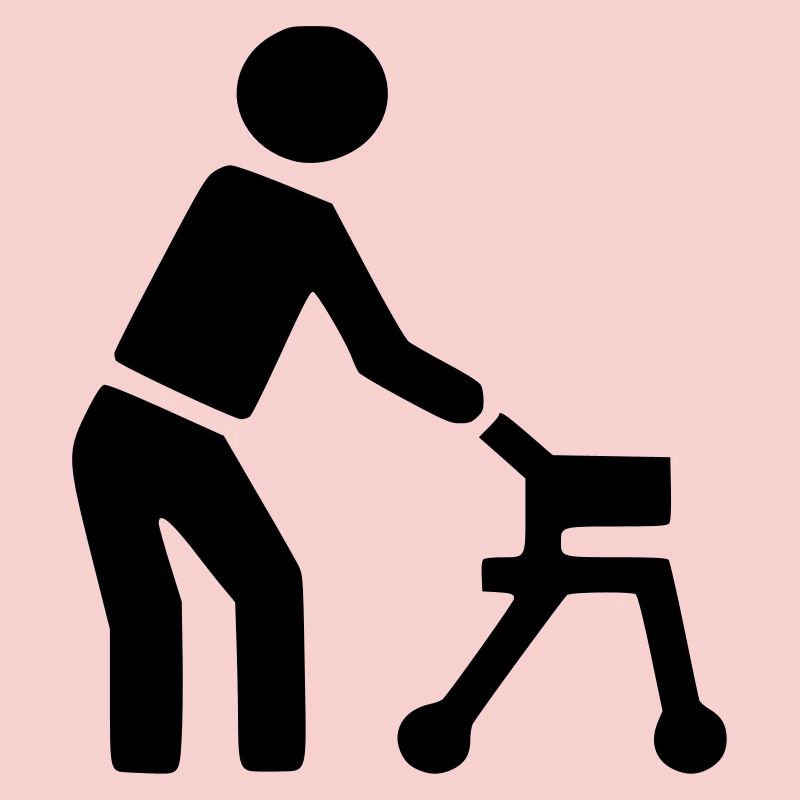 Behinderte Person hinter Rollator #