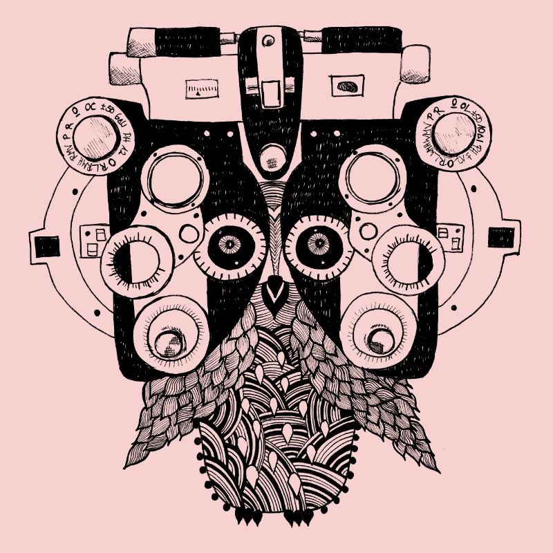 Phoropter owl on the eye test