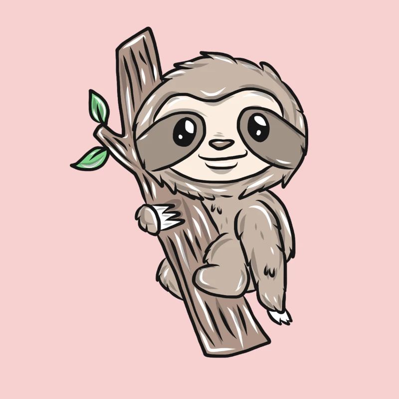 Slow sloth on tree