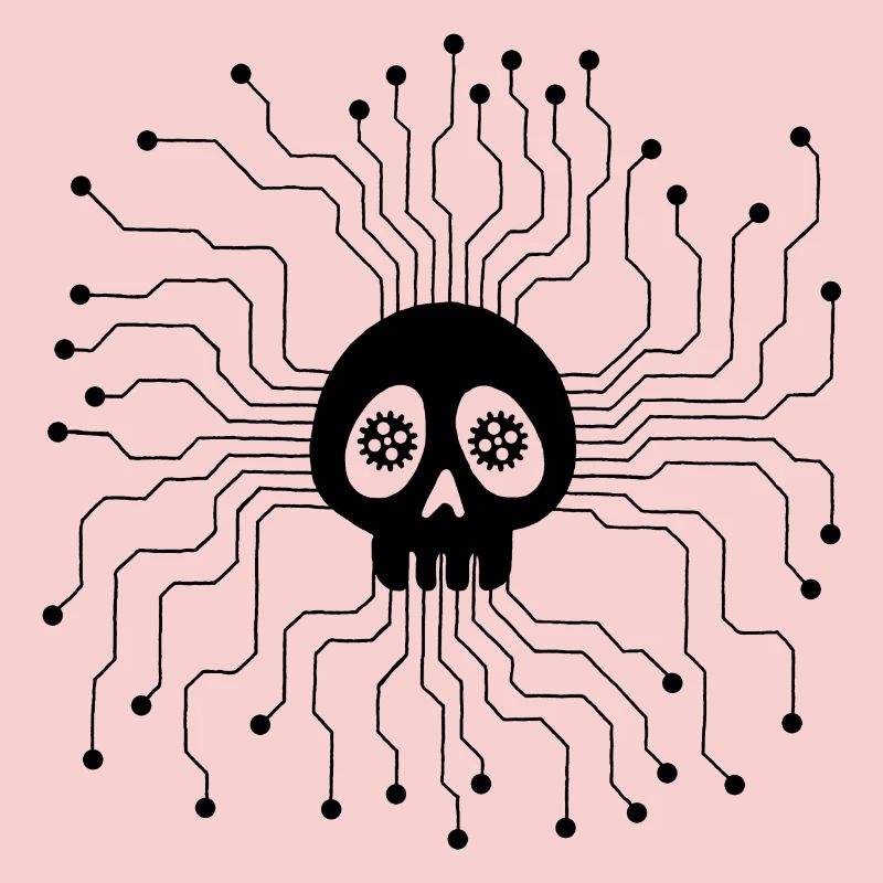 Tête de mort microprocesseur noir