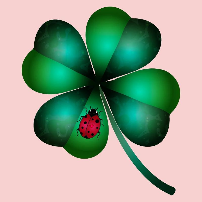 dark green four-leaf clover ladybug