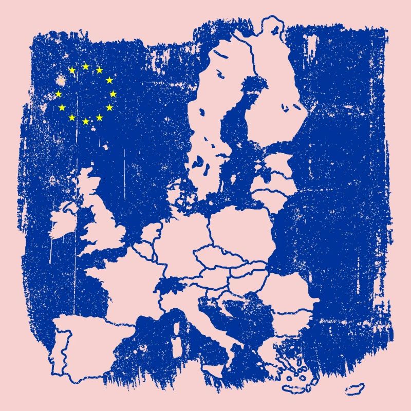 Blue Europe Map Silhouette