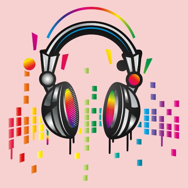 Kopfhörer mit bunter Equalizer Zeichnung